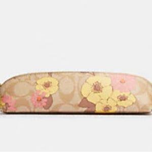 Coach Pencil Case In Signature Canvas With Floral Print